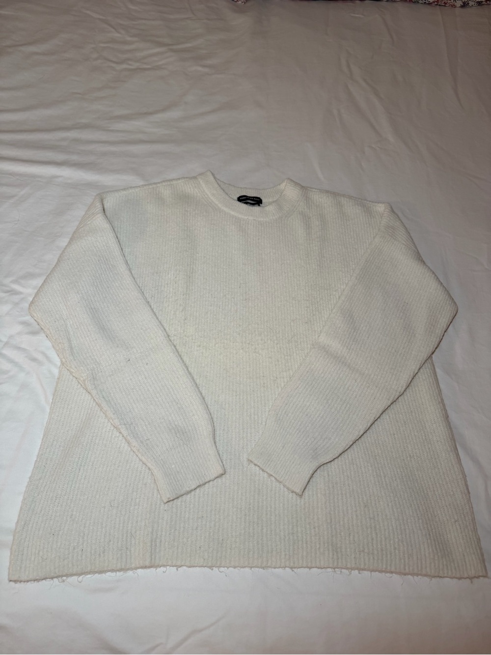 Something Navy Crewneck Sweater Cream Knit Sweater Size Large